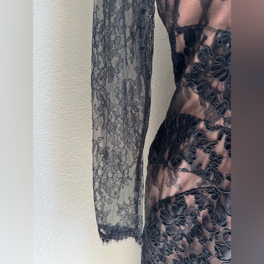 Vintage Victor Costa Black Lace Illusion Wiggle Dress Made in USA‎ - Picture 6 of 11